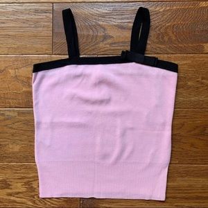 Worthington Spaghetti Strap Sleeveless Tube Top- XS Pink + Black